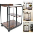 thumbnail image 3 of Home Office Desk Mobile Carts, Solid Wood and Iron Walnut Colour, 19.68 x 15.74 x 25.59 inches, 3 of 12
