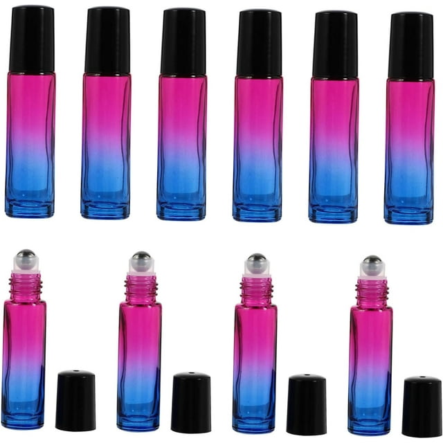HUGFEGWE 10pcs 10ml Glass Roller Bottles Set Refillable Gradient Essential Oil Bottles with Caps for Aromatherapy DIY Perfumes and Travel CA919-100261