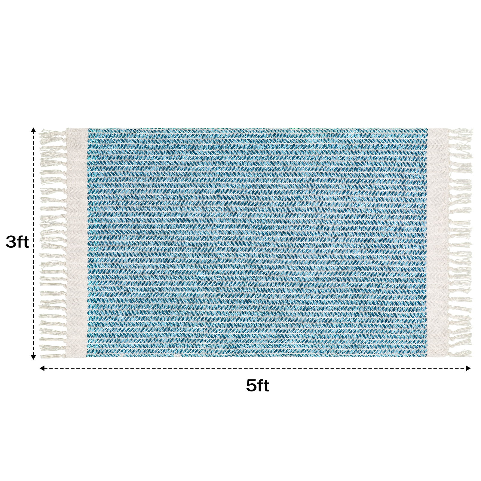 Moynesa 3'x5' Area Rug for Living Room Washable Bedroom Rugs Boho Lightweight Bath Door Mats Woven Entry Rug with Tassels Indoor Non Slip Carpet for Dining Bedroom Camper RV Gifts, Blue