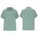 thumbnail image 3 of Camisa Estilo Boyfriend A Rayas Fruncidas para Mujer, Informal, con Cuello Corto, Mangas , Botones y Bolsillo, Verde XL, 3 of 7