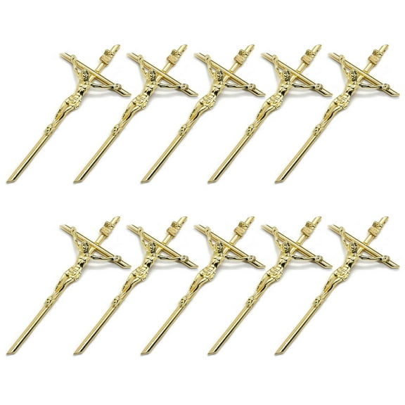 10pcs Gold Crucifix Wall Cross Blessing Sacred Handheld Metal Cross Catholic Wall Decoration for Church Baptism Gift