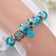 thumbnail image 3 of Pulsera con dijes para mujer, colgante de flor, cadena de hueso de serpiente con cuentas de cristal de mariposa azul, se adapta a la mayoría de las muñecas, el mejor regalo de vacaciones para mujeres Feliz Sencillez, 3 of 5