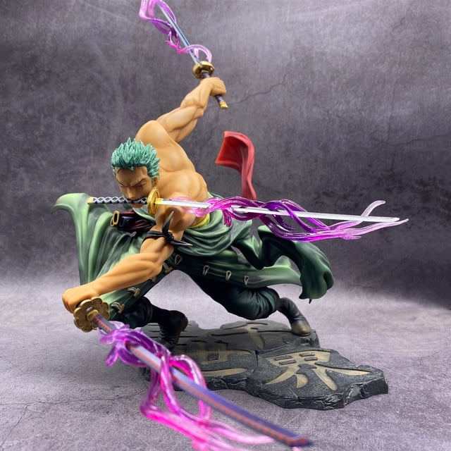 FIGURA DE ACCIÓN DE One Piece, tres cuchillos, habilidad de lucha, Roronoa Zoro, modelo de Anime, figuras de Zoro, decoraciones, juguete de PVC, regalo