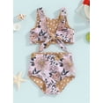 thumbnail image 2 of Biekopu Kids Girl Two Piece Swimsuits Summer Striped/Floral Print Knotted Tankini and Elastic Shorts Set Bikini Bathing Suits, 2 of 9