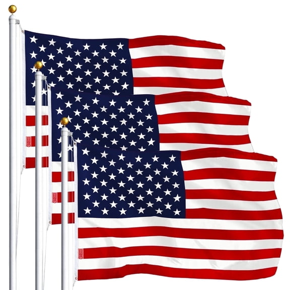 G128-(3pk) 3x5 Ft American US Flag Printed Polyester Stars Stripes United States with Brass Grommets