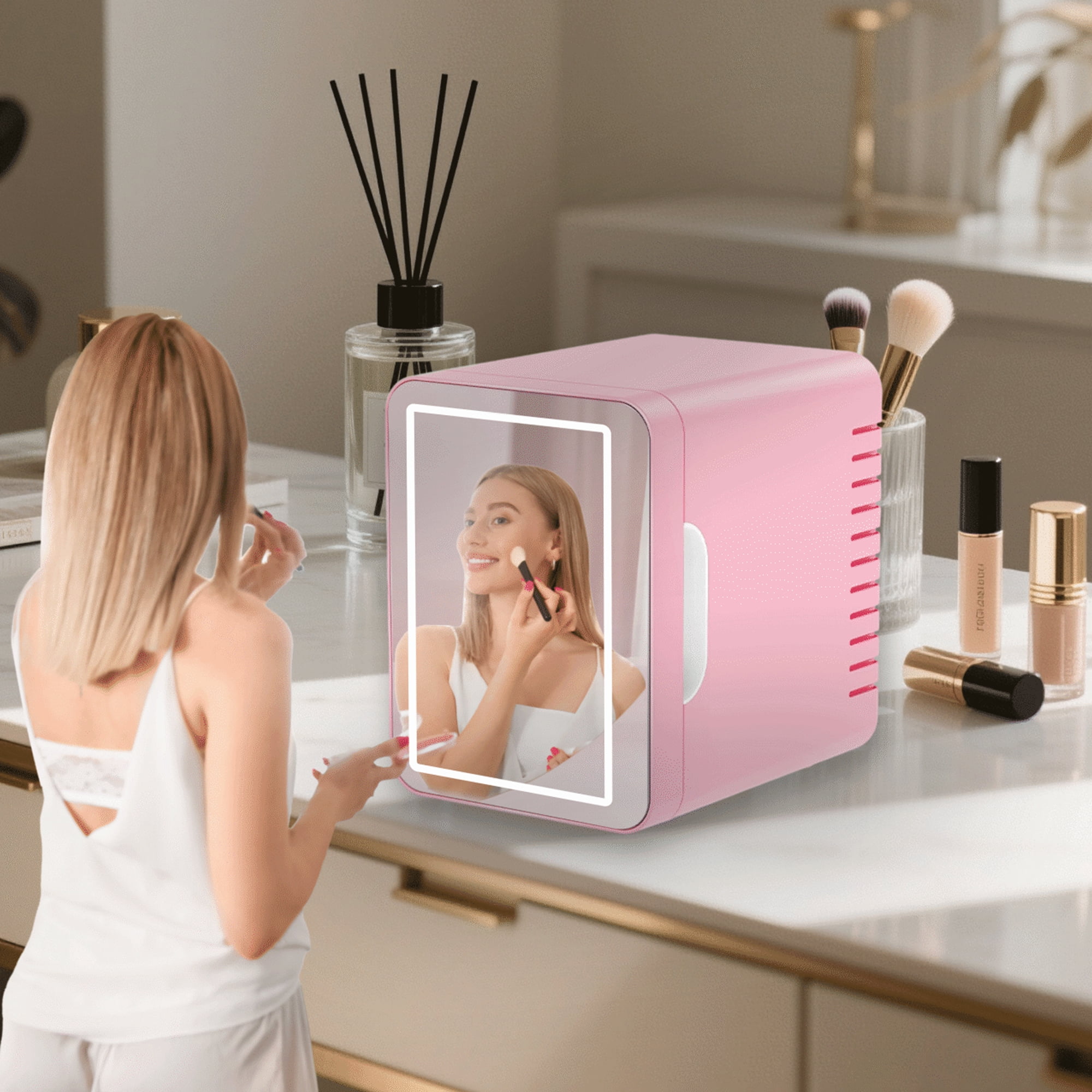 Newruie Mini Fridge, Portable Beauty Fridge, 4L Compact Fridge for Skincare Makeup