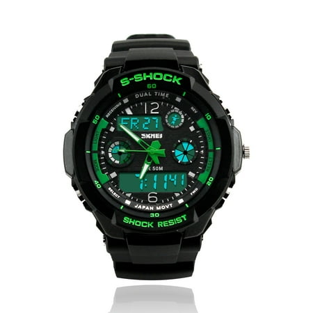 - Mens Fashion Waterpoof Analogue Military Digital LCD Alarm Date Army Rubber Sport Watch Wristwatch