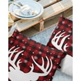thumbnail image 2 of Pack of 2 Outdoor Pillow Covers, Merry Christmas Buffalo Plaid Red and Black Elk Snowflake Waterproof Square Throw Pillowcase Cushion Decorative Pillow Covers for Couch Patio Tent, 18x18 in, 2 of 6
