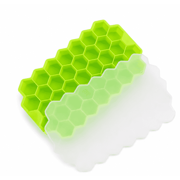 Honeycomb Ice Cube Trays with Lid, 37-Cube Silicone Ice Maker Tray for Freezer
