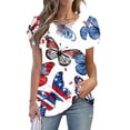 thumbnail image 2 of SELONE Fourth of July Print Oversized Workout Shirts for Women Star Tops V Neck Short Sleeve Clothes Patriotic Wear, 2 of 4