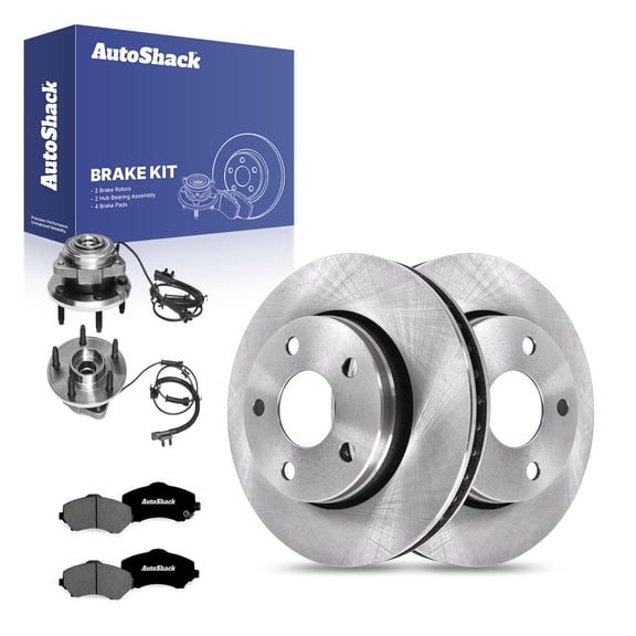 AutoShack Front Vented Brake Rotors   Premium Ceramic Pads   Hub Bearing Assembly 8-PC Brake Kit Replacement for 2007-2010 Jeep Wrangler 11.89" (302 mm)