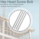 thumbnail image 4 of 4 Pcs M6 X 150mm Fully Threaded Stainless Steel Hex Head Screw Bolt, 4 of 5