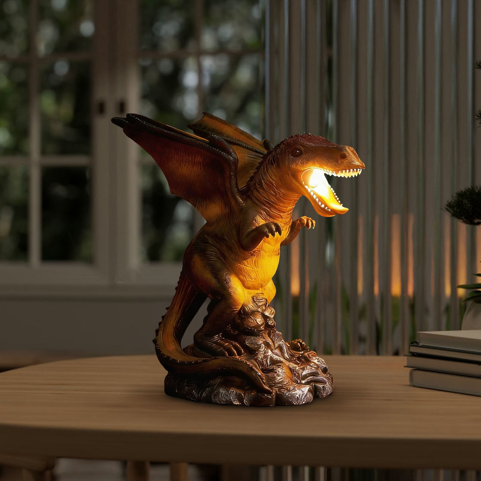 Dinosaur Night Light for Ki-ds, USB Powered Nursery Desk Lamp, Dinosaur Figurine Bedside Decor, Gift for Bo-ys Gi-rls Ki-ds Room