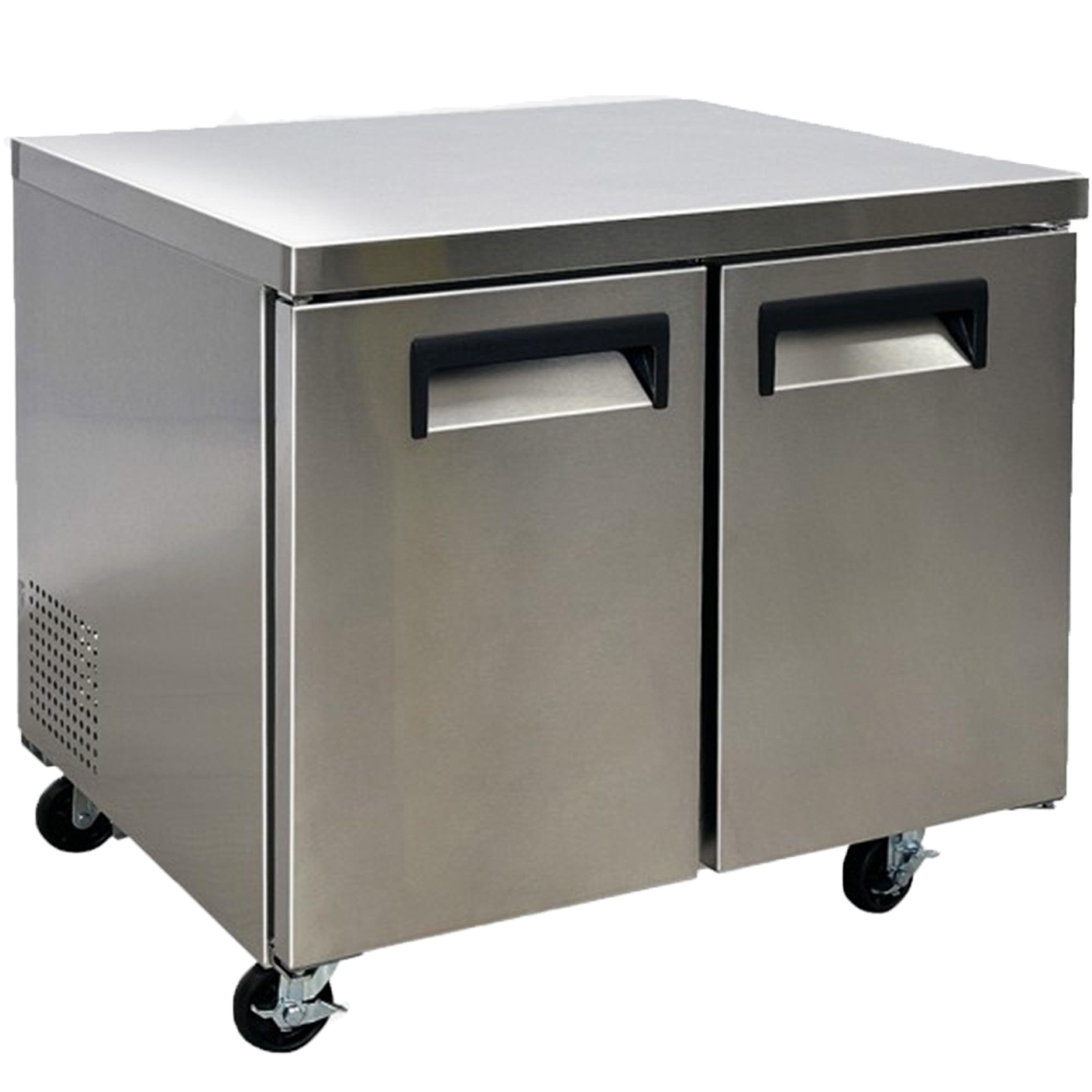 NSF 36.5 in. Commercial Freezer Worktop Undercounter Freezer,  2 Door Stainless Steel Counter Fan Cooling Freezer 13 Cu.Ft. for Restaurant, Bar, Shop