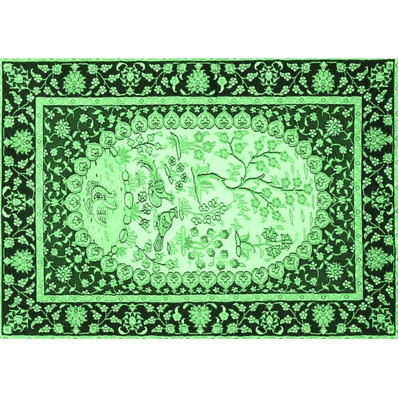 Ahgly Company Indoor Rectangle Persian Emerald Green Traditional Area Rugs, 7' x 9'