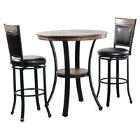 Powell Franklin 3 Piece Pub Table Set, Dark Brown by Powell Furniture
