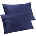 thumbnail image 1 of Funda de Almohada de 100% Algodón, Juego de 2 Suaves Transpirables Fundas Almohada con Cierre de Sobre, Fundas para Almohada para Dormitorio Hotel Moderno - Azul Marino, 51x91cm, 1 of 6
