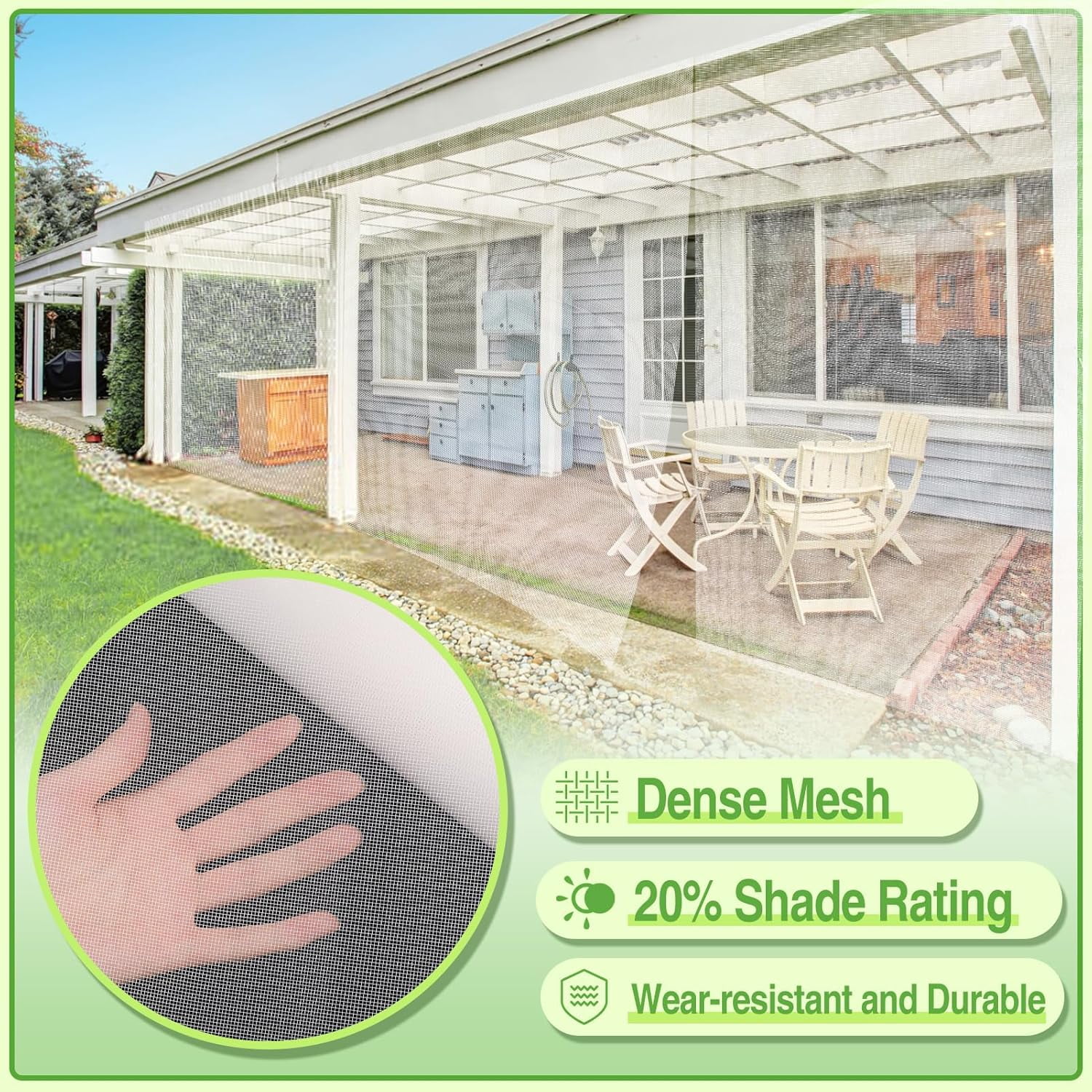 Stronger Garden Mesh Netting - 10 x 20 ft PP Nanocomposite Bird Net Barrier, Mosquito Netting Screen for Outdoor Plants Vegetables Patios Balconies Terraces, Shading Rate 20% (White)