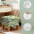 thumbnail image 7 of SCRAWLGOD Vintage Tropical Leaf Print Green Beige Stretch Ottoman Cover Square Ottoman Slipcovers Furniture Protector, Storage Stool Furniture Protector with Elastic Bottom for Foot Stool, 7 of 7
