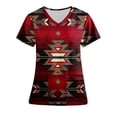 thumbnail image 1 of Blusa de manga corta con cuello en V para mujer, blusa de bolsillo con estampado de uniforme de trabajo OAVQHLG3B Store lin121212, 1 of 3