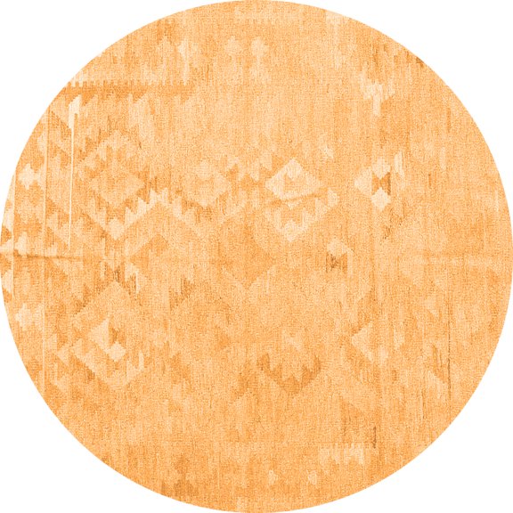 Ahgly Company Indoor Round Solid Orange Modern Area Rugs, 5' Round