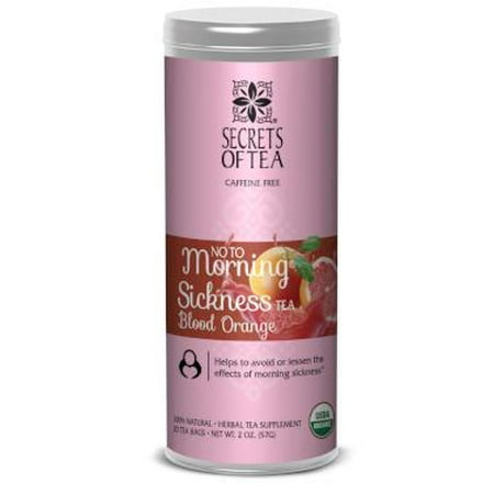 Secrets of Tea - No To Morning Sickness - Certified USDA Organic Pregnancy Tea for Mom and Baby for Morning Sickness, Cramps, Nausea, and Costipation Relief - (Blood Orange) (20