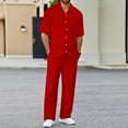thumbnail image 2 of Fgnfyis Men's Suits Stylish Casual Set for Everyday Wear Sports Relaxation and Beach Activities Pure Color Design Comfortable Fit for Spring and Summer Seasons Watermelon Red XL, 2 of 4