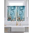 thumbnail image 2 of Tier Curtains 45 Inches Long, Coastal Jellyfish Window Treatment Curtain Drapes, Blue Coral Starfish Abstract Painting Window Half Privacy Curtains for Bedroom Bathroom, 42"x45", 2 Panels, 2 of 7