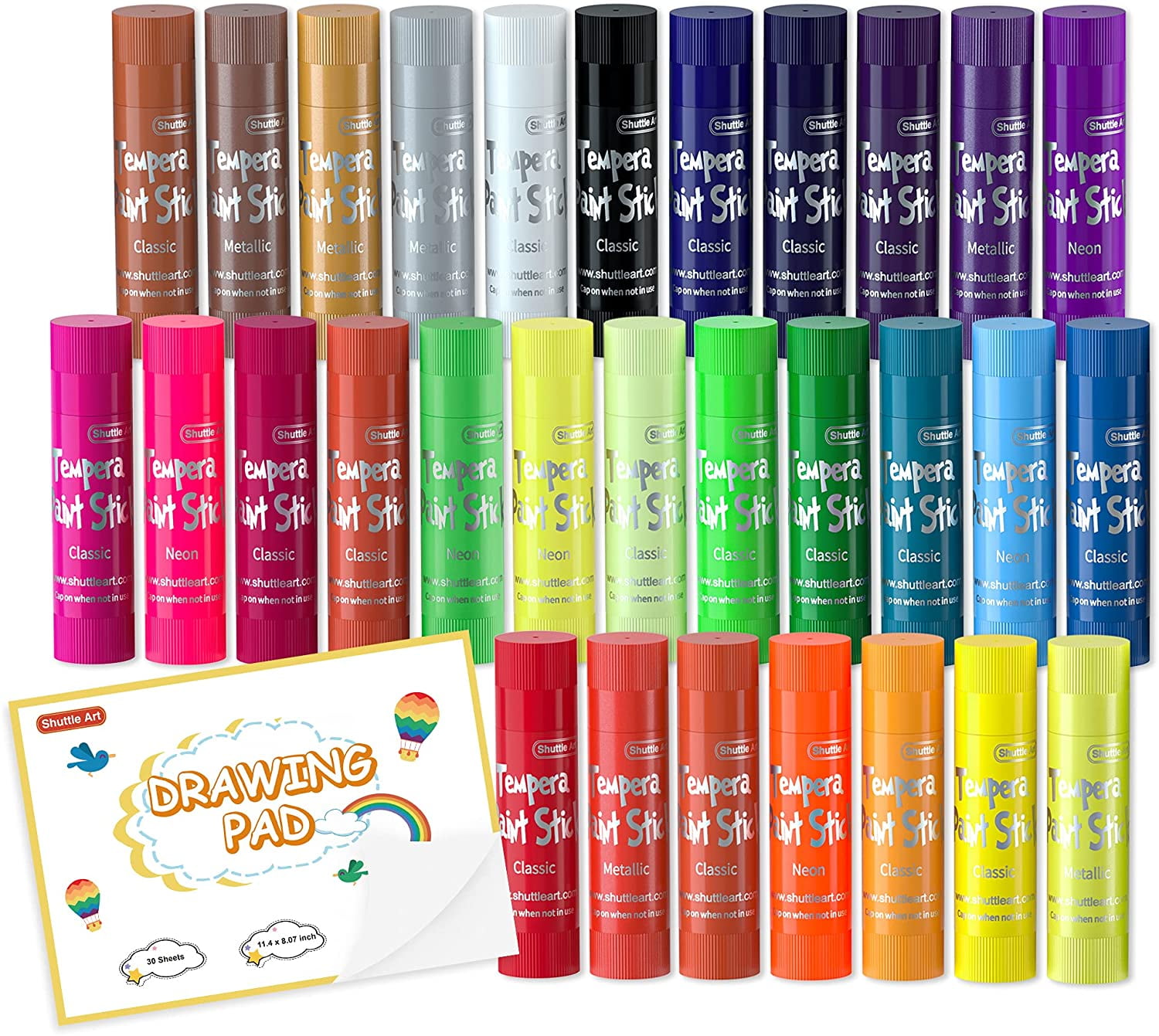 Tempera Paint Sticks, 30 Colors Solid Tempera Paint for Kids, Super Quick  Drying, Works Great on Paper Wood Glass Ceramic Canvas
