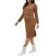 thumbnail image 4 of Vestido de Maternidad Chic para Mujeres de Manga Larga, Cuello Redondo Suave, Vestido Bodycon Midi para Embarazo XL Marrón, 4 of 6