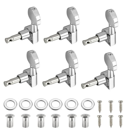 Guitar Hat Knobs TSV 6 Pieces Guitar Parts 3 Left 3 Right Machine Heads Knobs Guitar String Tuning Pegs Machine Head Tuners for Electric or Acoustic Guitar, Chrome ()