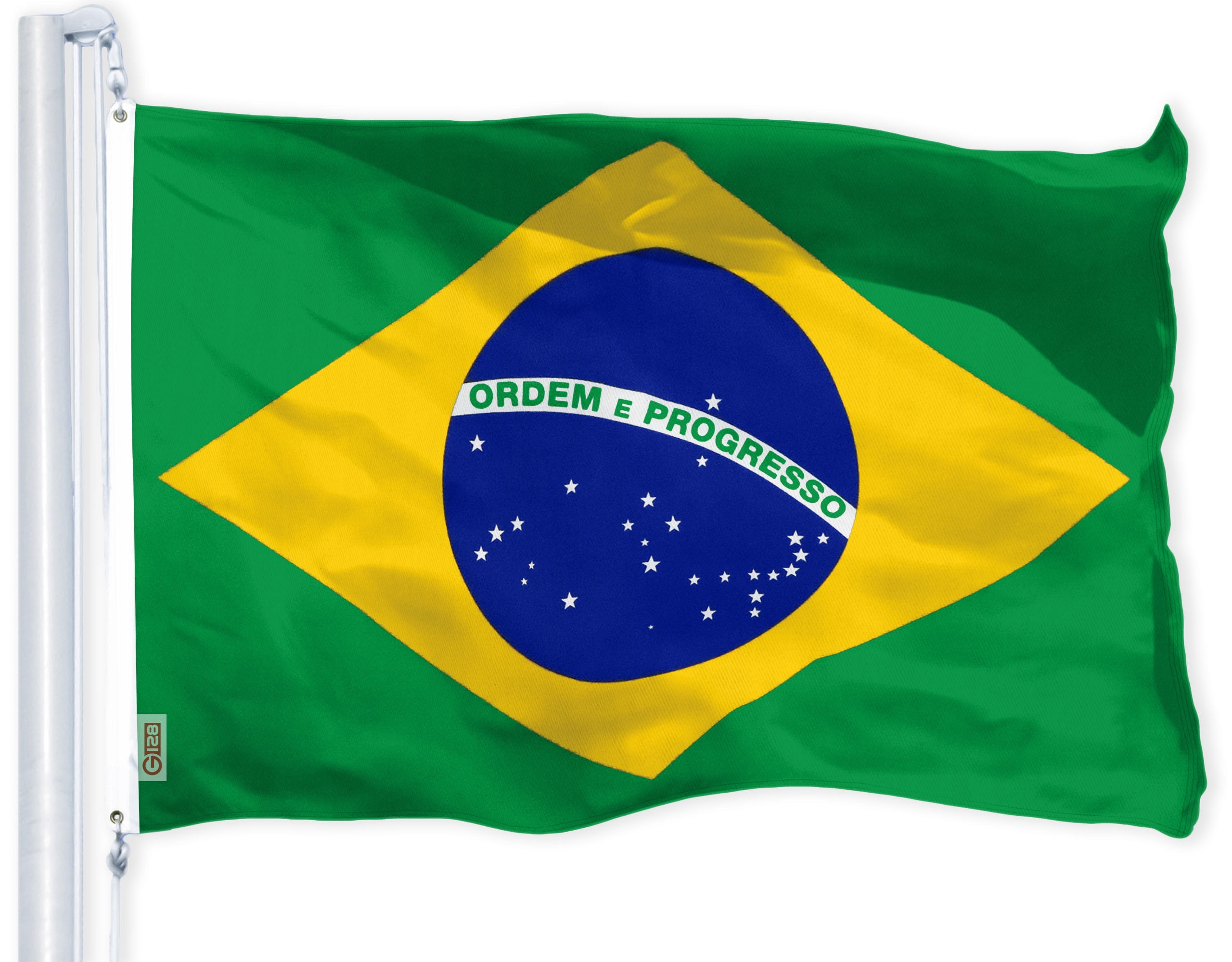 G128 Combo Pack: USA American Flag 3x5 Ft 150D Printed Stars & Brazil (Brazilian) Flag 3x5 Ft 150D Printed