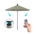 thumbnail image 1 of Above Height 2 Series 9 Feet Smart Umbrella with Remote, Wind Sensor, Solar Panel, LED Lighting, Durata Fabric Pewter Color, 1 of 9
