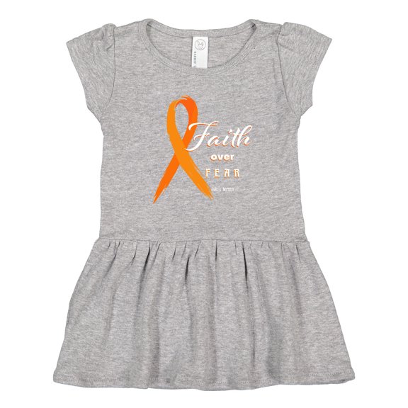 Inktastic Faith over Fear Leukemia Awareness with Orange Ribbon Girls Toddler Dress