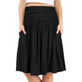 thumbnail image 2 of WTOBBY Women's Below Knee Length Solid Color Ruched Flowy Midi Skirt with Side Pockets, Regular Fit Casual Elegant Skirt for Office Work and Everyday Sophisticated Wear,Black 2XL, 2 of 5