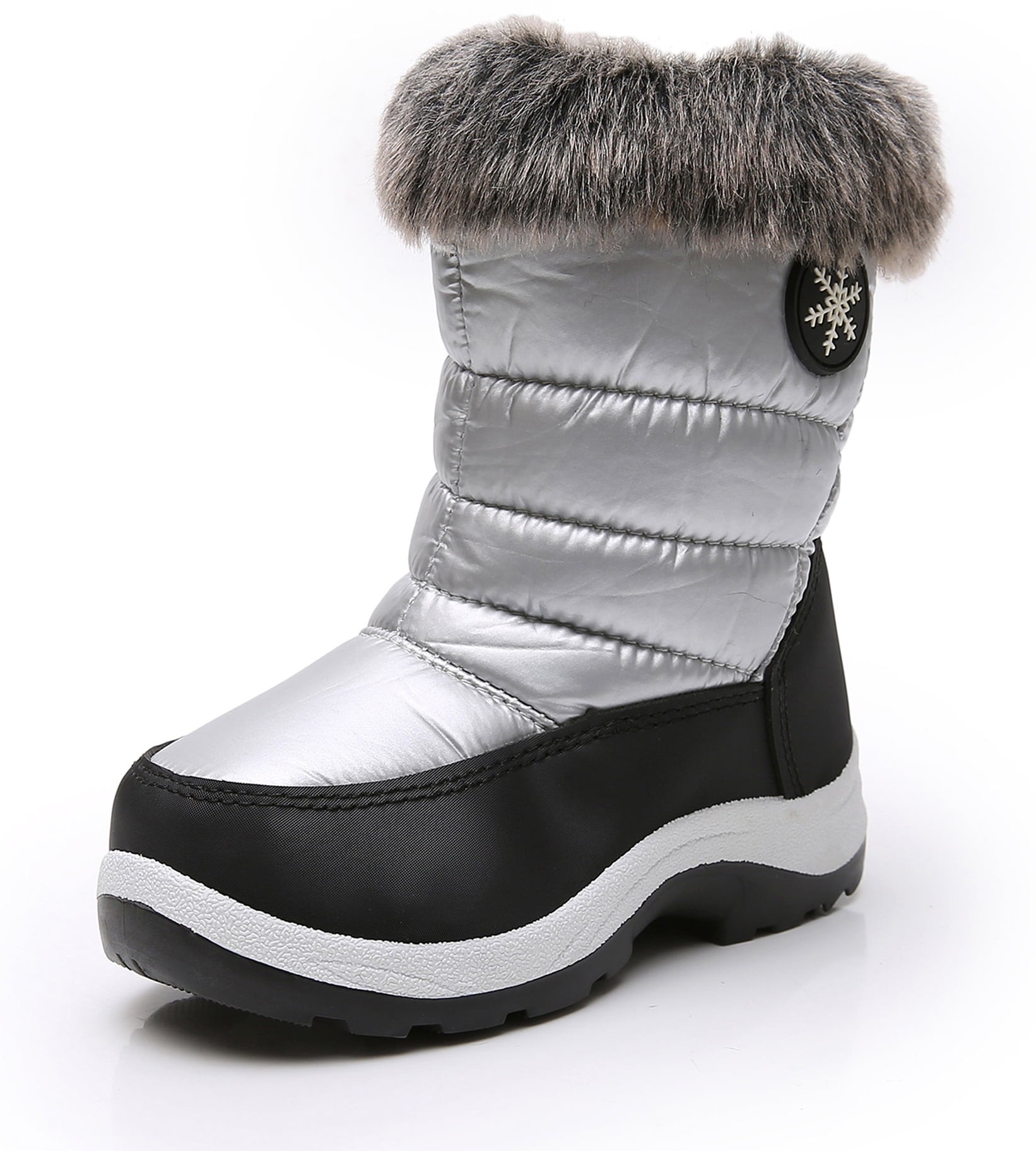Toddler/Little Apakowa Kids Girls Boys Insulated Fur Winter Warm Snow Boots 