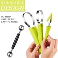 thumbnail image 3 of 2 Pieces Melon Baller Scoop Set, 4 In 1 Stainless Steel Fruit Scooper Seed Remover Melon Baller Carving Knife Double Sided Melon Baller for Watermelon, 3 of 4