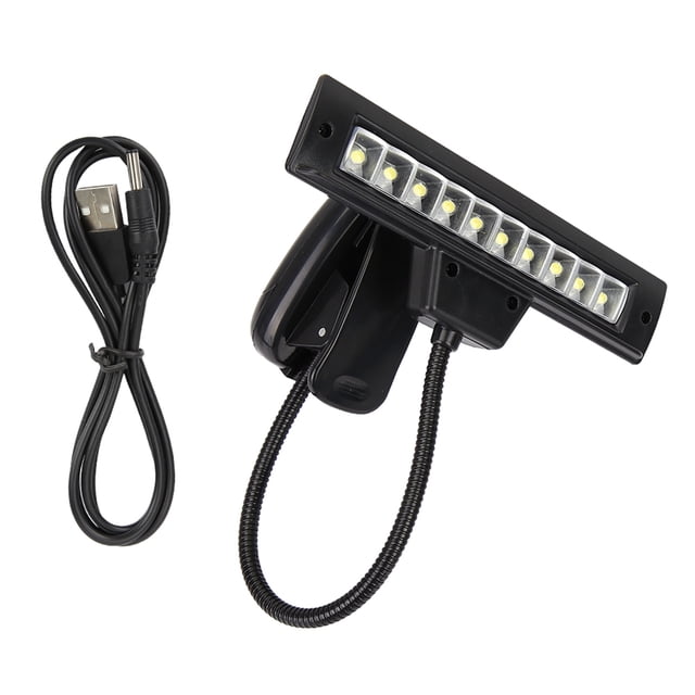 Atril de música portátil para orquesta, luz Flexible con Clip para el cuello, lámpara LED de lectura USB