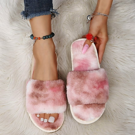 

Christmas Women s Fashion Round Toe Flat Leopard Print Large Size Plush Casual Slippers