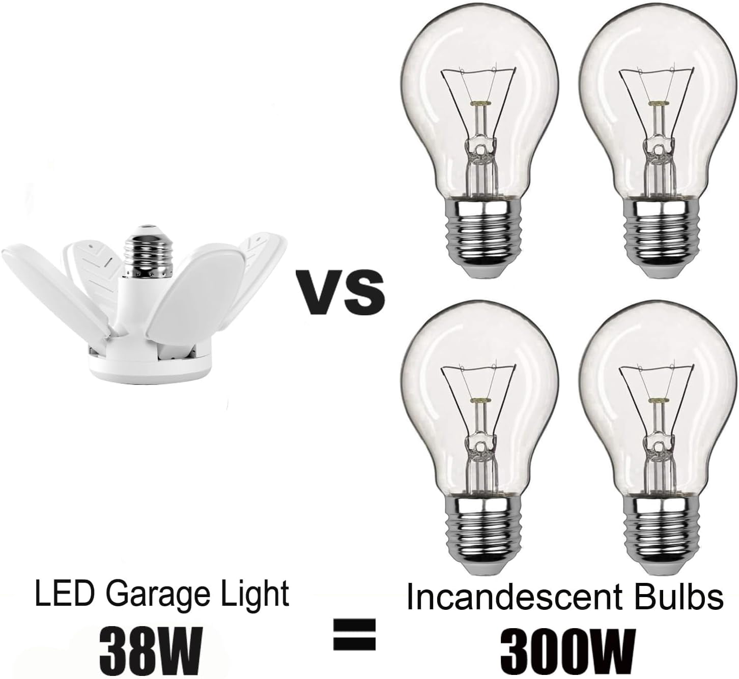 FEFEFW-LED Garage Light 38W,E26 Edison Screw Bulbs,3000K Warm White,4200Lm,300W Incandescent Bulbs Equivalent,No Dimmable,Pack of 2