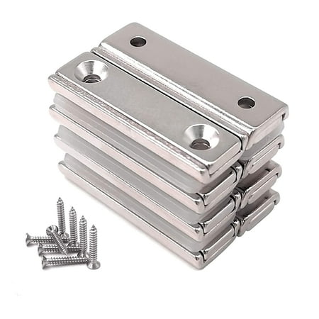 

8 rectangular magnets 20 KG force 40 x 13.5 x 5 mm with counterbore and cover household and industrial pot magnets