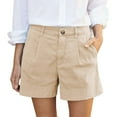 thumbnail image 1 of Shorts for Women Stretch Solid Color Summer Cargo High Waist with Pockets Ladies Short Pants, 1 of 5