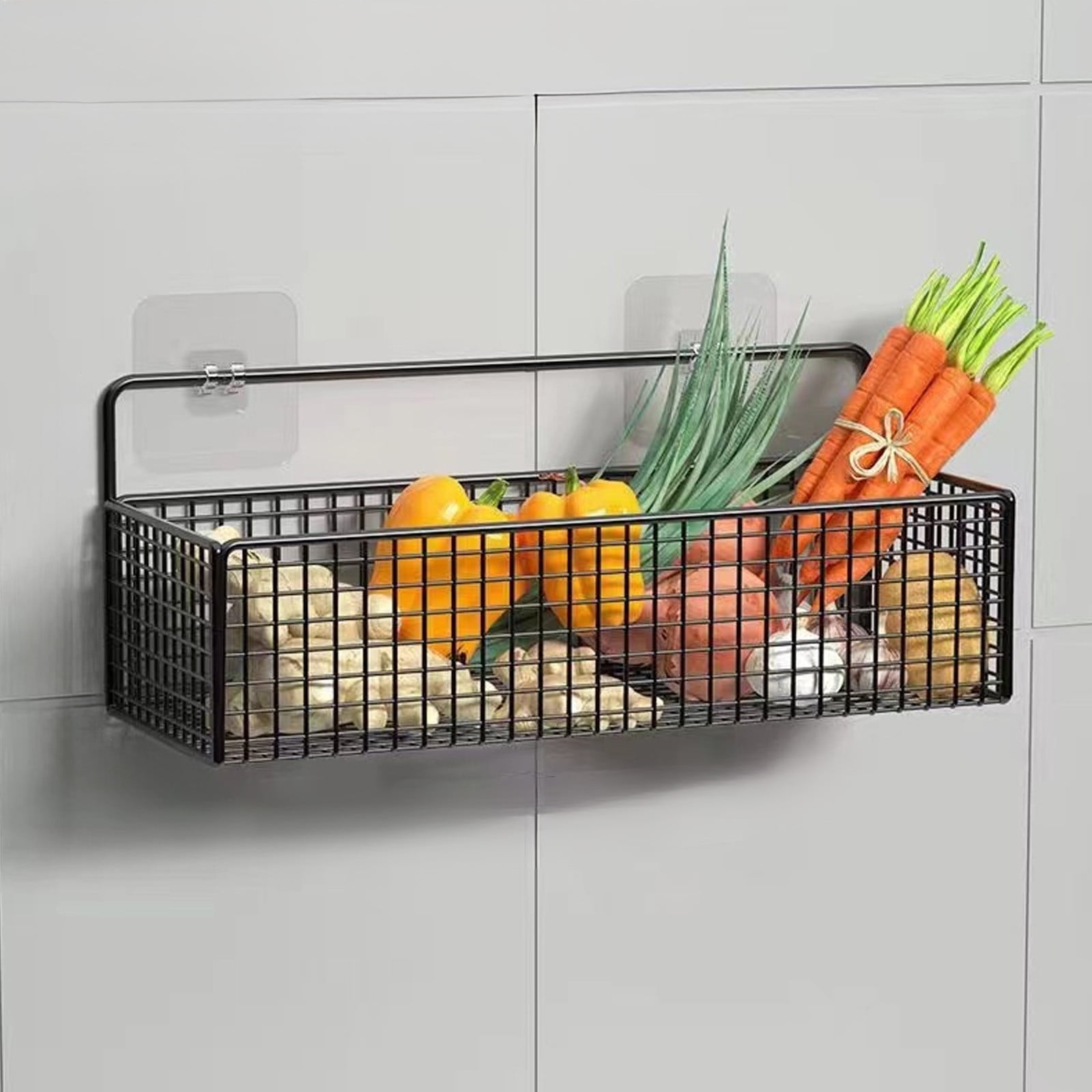 Metal Wall Mounted Basket for Kitchen Storage, Spice Rack Organizer, Shower Toiletries Caddy, Multipurpose Shelf for Pantry Bathroom Office Supplies
