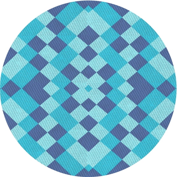 Ahgly Company Machine Washable Indoor Round Transitional Blue Area Rugs, 7' Round