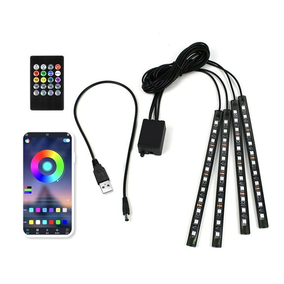 Car Atmosphere Light App, Voice Control Rgb Music Rhythm Light Bar 48 Lights