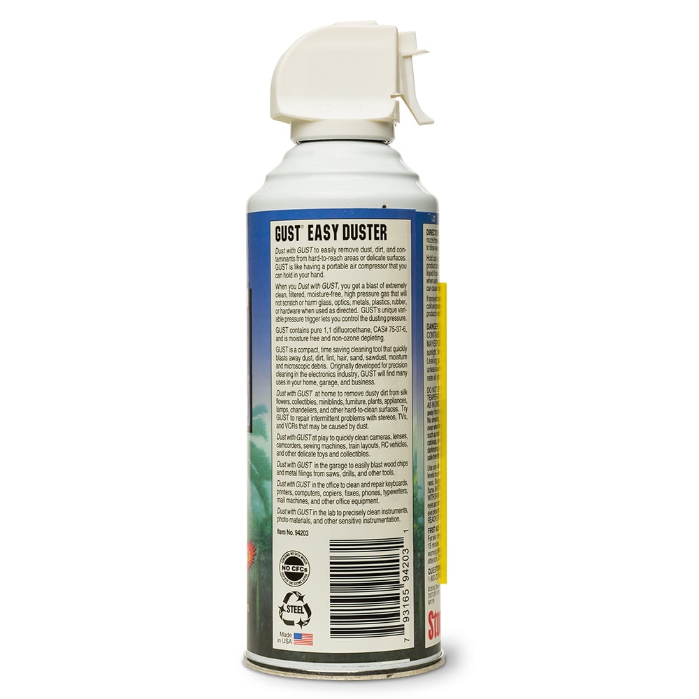Stoner Car Care 94203-12PK 12-Ounce GUST Easy Air Duster Canned Air Quickly Cleans Delicate or Hard to Reach Surfaces Clean Your Keyboard, Electronics, Silk Flowers, and More, Pack of 12