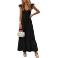 thumbnail image 3 of PRETTYGARDEN Women's Summer Casual Maxi Dresses Cap Sleeve V Neck Smocked Long Pockets Party Sundress Vacation Outfits, 3 of 8
