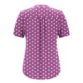 thumbnail image 5 of Hot days, bold styles Olyvenn Womens Summer Plus Size Tunic Tops Polka Dot Print Short Sleeve Blouses V Neck Casual Floral Henley Shirts Purple L, 5 of 6