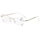 thumbnail image 4 of Gafas antienvejecimiento con luz azul perforada sin marco con borde de diamante para mujer, gafas planas para miopía, 4 of 5