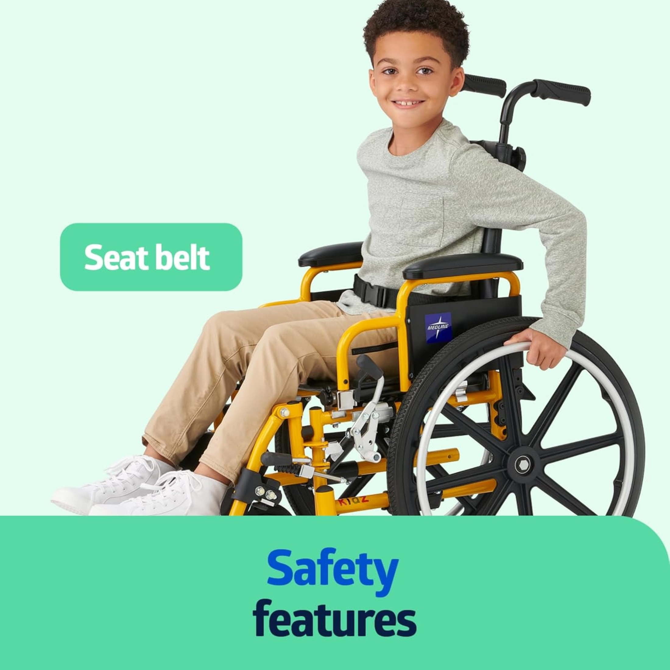 Medline K4 Extra-Wide Lightweight Wheelchair, 22" Wide Seat, Removable Desk-Length Arms, Elevated Leg Rests